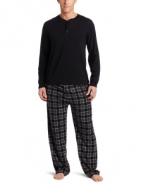 Intimo Men's Microfleece Pant with Knit Henley PJ Set Intimo Men's Microfleece Pant with Knit Henley PJ Set