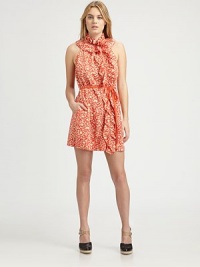 Flirty ruffles embellish this cinched cotton/silk shift finished in retro-chic florals.Ruffled collarSleevelessAsymmetric zip frontSelf-beltAbout 26 from natural waist65% cotton/35% silkDry cleanImportedModel shown is 5'9½ (176cm) wearing US size Small. Flirty ruffles embellish this cinched cotton/silk shift finished in retro-chic florals.Ruffled collarSleevelessAsymmetric zip frontSelf-beltAbout 26 from natural waist65% cotton/35% silkDry cleanImportedModel shown is 5'9½ (176cm) wearing US size Small.