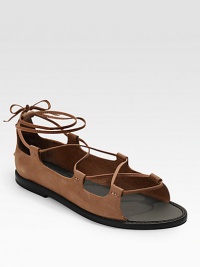 Goddess inspired design crafted from rich leather, with long leather straps that wrap around the ankles.Lace-up ankle straps Leather lining and sole Imported Goddess inspired design crafted from rich leather, with long leather straps that wrap around the ankles.Lace-up ankle straps Leather lining and sole Imported