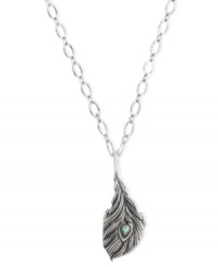Float through life with this feather locket necklace from Lucky Brand. Crafted from silver-tone mixed metal with a semi-precious turquoise accent in the center, this whimsical piece will take you to new heights. Item comes packaged in a signature Lucky Brand Box. Approximate length: 32 inches + 2-inch extender. Approximate drop: 2-3/8 inches. Float through life with this feather locket necklace from Lucky Brand. Crafted from silver-tone mixed metal with a semi-precious turquoise accent in the center, this whimsical piece will take you to new heights. Item comes packaged in a signature Lucky Brand Box. Approximate length: 32 inches + 2-inch extender. Approximate drop: 2-3/8 inches.