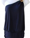 Baby Phat Plus Size Women's One Shoulder Asymmetrical Top (3X Plus, Navy)