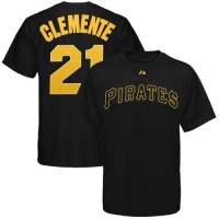Roberto Clemente Black Pirates Prostyle Player T-shirt Roberto Clemente Black Pirates Prostyle Player T-shirt