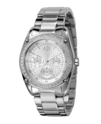 Indulgently icy, AX Armani Exchange's impeccable attention to detail sets this watch apart. Indulgently icy, AX Armani Exchange's impeccable attention to detail sets this watch apart.