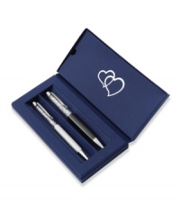 Cross T's and dot I's with the sparkling crystals and elegant flourish of Swarovski ballpoint pens. A beautiful gift, with black and pearl-gray detail and brand name on clip.