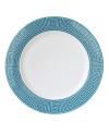 Dress up your table any day of the week with these dishwasher-safe and fabulously stylish Greek Key dinner plates. Jonathan Adler gives the ancient pattern a bold, modern feel in teal blue, bright white and shimmering platinum.