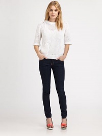 This open-knit pullover layers perfectly as a lightweight wardrobe essential.CrewneckCuffed three-quarter sleevesPatch pocketRibbed trimAbout 23 from shoulder to hem70% cotton/30% polyamideDry cleanImportedModel shown is 5'11 (180cm) wearing US size Small. This open-knit pullover layers perfectly as a lightweight wardrobe essential.CrewneckCuffed three-quarter sleevesPatch pocketRibbed trimAbout 23 from shoulder to hem70% cotton/30% polyamideDry cleanImportedModel shown is 5'11 (180cm) wearing US size Small.