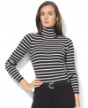 Knit for a feminine fit in soft ribbed cotton, Lauren Ralph Lauren's versatile ribbed turtleneck is a chic seasonal essential.