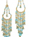 Second Glance Designs Goldtone Teardrop Swag Chandelier Earrings in Aqua Blue