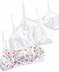 Bolster her basic comfort with this 3-pack of pullover, cropped bras from Maidenform. Bolster her basic comfort with this 3-pack of pullover, cropped bras from Maidenform.