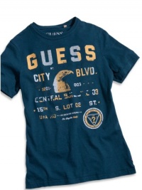 GUESS Kids Boys Olsen Crewneck Tee With Screen, BLUE (12/14) GUESS Kids Boys Olsen Crewneck Tee With Screen, BLUE (12/14)
