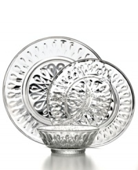 An elegant touch. Lyonnais plates from French Home add new character to casual settings with a textured teardrop and diamond pattern in classically styled, perfectly luminous glass. An elegant touch. Lyonnais plates from French Home add new character to casual settings with a textured teardrop and diamond pattern in classically styled, perfectly luminous glass.