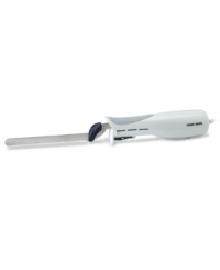 Time to cut in. A slice of the simple life, this electric knife changes things in the kitchen, stepping up to meat, poultry, breads and more for a precision cut made with incredible ease. A comfort handle, safety lock and stainless steel blade give you incredible control. 2-year warranty. Model EK700. Time to cut in. A slice of the simple life, this electric knife changes things in the kitchen, stepping up to meat, poultry, breads and more for a precision cut made with incredible ease. A comfort handle, safety lock and stainless steel blade give you incredible control. 2-year warranty. Model EK700.