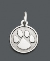 Portray your puppy love. This polished paw print charm by Rembrandt will make the perfect addition to your charm bracelet or necklace. Engravable charm crafted in sterling silver. Approximate drop: 3/4 inch.