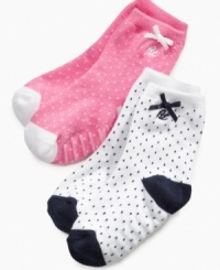 Stay on your feet! She'll be up and about in no time with these sweet polka-dot Ralph Lauren socks that feature traction dots to help prevent slipping. Stay on your feet! She'll be up and about in no time with these sweet polka-dot Ralph Lauren socks that feature traction dots to help prevent slipping.