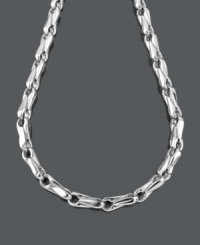 Add bold style for an extra edge. Men's necklace features a grain link chain set in stainless steel. Approximate length: 24 inches. Add bold style for an extra edge. Men's necklace features a grain link chain set in stainless steel. Approximate length: 24 inches.