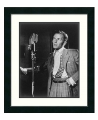 Ol' Blue Eyes takes the mic in this black-and-white Golden Age of Jazz art print, a must for music lovers. With a smooth matte-finished frame to complement any decor. Ol' Blue Eyes takes the mic in this black-and-white Golden Age of Jazz art print, a must for music lovers. With a smooth matte-finished frame to complement any decor.
