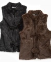 Invest in her sweet look. She'll love the soft feel of this faux-fur vest from Planet Gold.