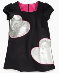 She'll love showing off her sweet looks thanks to this ponte heart dress from So La Vita. She'll love showing off her sweet looks thanks to this ponte heart dress from So La Vita.