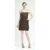 Sue Wong Womens Size 2 Brown Beaded Flower Embellished Cocktail Dress