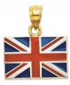 Show pride in your country. This polished red, white and blue enamel United Kingdom flag is crafted in 14k gold. Chain not included. Approximate length: 4/5 inch. Approximate width: 7/10 inch.