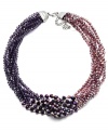 Perfect shades of purple. A pretty dual-tone plum palette defines this chic collar necklace from c.A.K.e. by Ali Khan. Crafted in silver tone mixed metal with faceted glass rondelle beading, it's a gorgeous addition to your fall wardrobe. Approximate length: 18 inches + 3-inch extender.