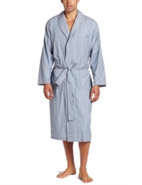 HUGO BOSS Men's Shawl Collar Blue Plaid Woven Robe, Blue, Large