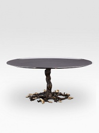 An artisan-crafted piece that captures the beauty of the mulberry tree, handmade with fanciful brass branches, each one hand-antiqued and finished with goldplated leaves. From the Mullbrae CollectionStainless steel platterBrass branches with 24k goldplated leaves12 diam.Hand washImported An artisan-crafted piece that captures the beauty of the mulberry tree, handmade with fanciful brass branches, each one hand-antiqued and finished with goldplated leaves. From the Mullbrae CollectionStainless steel platterBrass branches with 24k goldplated leaves12 diam.Hand washImported