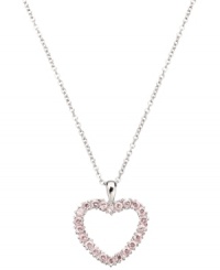 She'll look perfectly pretty in pink. CRISLU's sparkling children's necklace features pink cubic zirconias (3/8 ct. t.w.) in a sweetheart shape. Crafted in platinum over sterling silver. Approximate length: 13 inches + 1-1/2-inch extender. Approximate drop: 5/8 inch. She'll look perfectly pretty in pink. CRISLU's sparkling children's necklace features pink cubic zirconias (3/8 ct. t.w.) in a sweetheart shape. Crafted in platinum over sterling silver. Approximate length: 13 inches + 1-1/2-inch extender. Approximate drop: 5/8 inch.