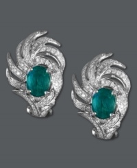 Get swept up in the glamour. Effy Collection's stunning leaf-shaped stud earrings feature beautiful oval-cut emeralds (2-1/4 ct. t.w.) and round-cut diamonds (5/8 ct. t.w.). Set in 14k white gold with an omega backing. From Brasilica by Effy. Approximate drop length: 9/10 inch. Approximate drop width: 2/3 inch. Get swept up in the glamour. Effy Collection's stunning leaf-shaped stud earrings feature beautiful oval-cut emeralds (2-1/4 ct. t.w.) and round-cut diamonds (5/8 ct. t.w.). Set in 14k white gold with an omega backing. From Brasilica by Effy. Approximate drop length: 9/10 inch. Approximate drop width: 2/3 inch.