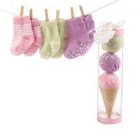 Baby Aspen Sweet Feet Three Scoops of Socks Gift Set, Pink Baby Aspen Sweet Feet Three Scoops of Socks Gift Set, Pink