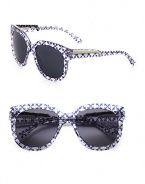 Following the brand's green initiatives, this sustainable design uses raw materials that stem from natural origins, yet retains its chic style with a print to match the Summer 2012 collection. Available in purple marquis diamond with grey lens. Metal logo temples100% UV protectionImported