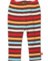 Zutano Baby-Girls Infant 5 Color Stripe Skinny Legging, Chocolate/Orange/Aqua/Red, 6 Months