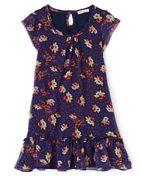 Wrought in a soft cotton with a rich allover print, this cute cap sleeve dress have her twirling through the tulips with glee. Wrought in a soft cotton with a rich allover print, this cute cap sleeve dress have her twirling through the tulips with glee.