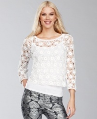 A swingy crochet-knit sweater from INC adds just the right amount of volume to a petite frame. Perfect for pairing with your favorite tank tops and camis! A swingy crochet-knit sweater from INC adds just the right amount of volume to a petite frame. Perfect for pairing with your favorite tank tops and camis!