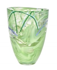 With a lime-green haze and hand-applied bands of eye-catching color, each Contrast vase from Kosta Boda is completely unique. A simple shape showcases each stroke and swirl with true artistry. With a lime-green haze and hand-applied bands of eye-catching color, each Contrast vase from Kosta Boda is completely unique. A simple shape showcases each stroke and swirl with true artistry.