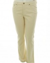 Lauren By Ralph Lauren Cream Cotton Corduroy Classic Straight Slimming Pant 12