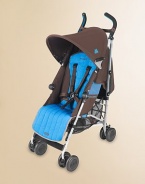 This everyday stroller folds easily and compactly while offering superb comfort for babies 3 months and older.Folds in a flashWeighs about 12 poundsFour-position reclineRemovable, washable padded seatHandy mesh shopping basketExtendable leg restHandy under-seat storage basketReinforced chassisFive-point safety harnessLinked brakesAccommodates children 3 months and older, up to 55 lbs.About 42H X 10W X 11DWipe cleanImported