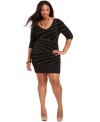 Look hot in the cold with Baby Phat's plus size sweater dress, finished by on-trend stripes.