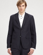 Ready to wear blazer you won't find in your grandfather's closet, in classic-fitting, check print silhouette shaped in a rich linen and cotton blend.ButtonfrontWaist flap pocketsRear vent56% linen/44% cottonDry clean onlyImported