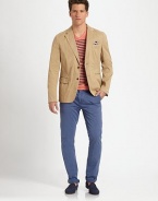 Tailored in crisp, cool cotton, this lightweight blazer is the perfect finishing touch to your casual tee and trouser combo.Button-frontChest welt, waist flap pocketsRear ventAbout 29 from shoulder to hemCottonDry cleanImported