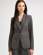 Beautifully tailored in stretch wool with classic details updated by a double collar.Notched lapel Welt breast pocketOne-button front Flap pockets Pickstitch trimFront waist darts Button trim on cuffs Back Princess seams Fully lined About 26 from shoulder to hem97% virgin wool/3% elastane Dry clean Imported of Italian fabric 