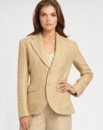 A luxurious combination of linen, silk and wool gives this classic herringbone jacket with a lean fit, must-have status.Notched collarLong sleevesButton frontPatch pocketsBack yokeBack ventAbout 26 from shoulder to hem76% linen/18% silk/6% woolDry cleanImported Model shown is 5'9½ (176cm) wearing US size 4. 