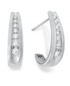 Accentuate your look with sparkle. These pretty J-hoop earrings feature channel-set, round-cut diamonds (1/4 ct. t.w.) in 14k white gold. Approximate diameter: 5/8 inch.