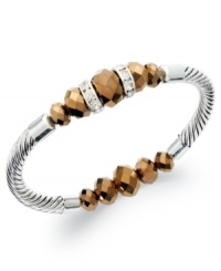 Make a stylish statement with this stretch bracelet from Charter Club. Crafted from silver-tone mixed metal, the bracelet pops with topaz-colored beads and glistening accents. Approximate diameter: 2-1/2 inches. Make a stylish statement with this stretch bracelet from Charter Club. Crafted from silver-tone mixed metal, the bracelet pops with topaz-colored beads and glistening accents. Approximate diameter: 2-1/2 inches.