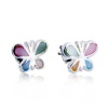 925 Sterling Silver Multi-Color Mother of Pearl Little Butterfly Post Stud Earrings 7 mm Fashion Jewelry for Women, Teens, Girls - Nickel Free