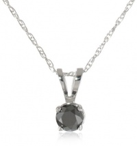 14k White Gold Black Diamond Solitaire Pendant (1/4 cttw) 14k White Gold Black Diamond Solitaire Pendant (1/4 cttw)
