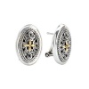 925 Silver Oval Celtic-Design Cross Earrings with 18k Gold Accents