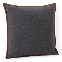 Inspired by the refined polish of menswear, this relaxed collection pairs solid brushed cotton and twill with faux suede trim and plaid. This decorative pillow has the feel of soft flannel in dark grey with faux suede trim. Inspired by the refined polish of menswear, this relaxed collection pairs solid brushed cotton and twill with faux suede trim and plaid. This decorative pillow has the feel of soft flannel in dark grey with faux suede trim.