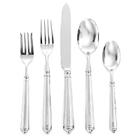 Striated handles with a fluted silhouette add flair to this polished stainless steel flatware Striated handles with a fluted silhouette add flair to this polished stainless steel flatware