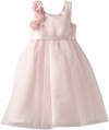 Us Angels Girls 2-6X Empire Dress with Cascade Of Rosettes, Blush Pink, 3T